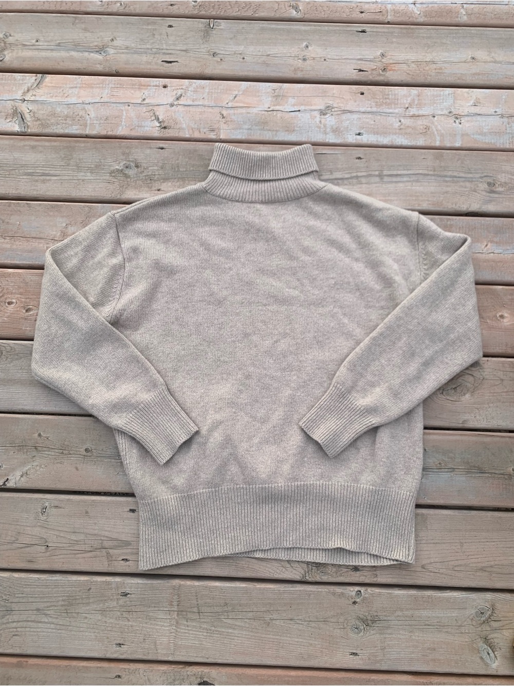 Cozy Beige Turtleneck Sweater Ribbed Roll Neck and Cuffs DADA Korea 2X Neutral